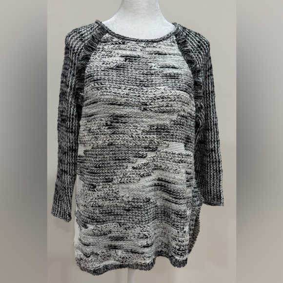Anthropologie Moth Sweater Womens Small Gray Textured Scoop Neck Chunky Knit - Picture 1 of 7